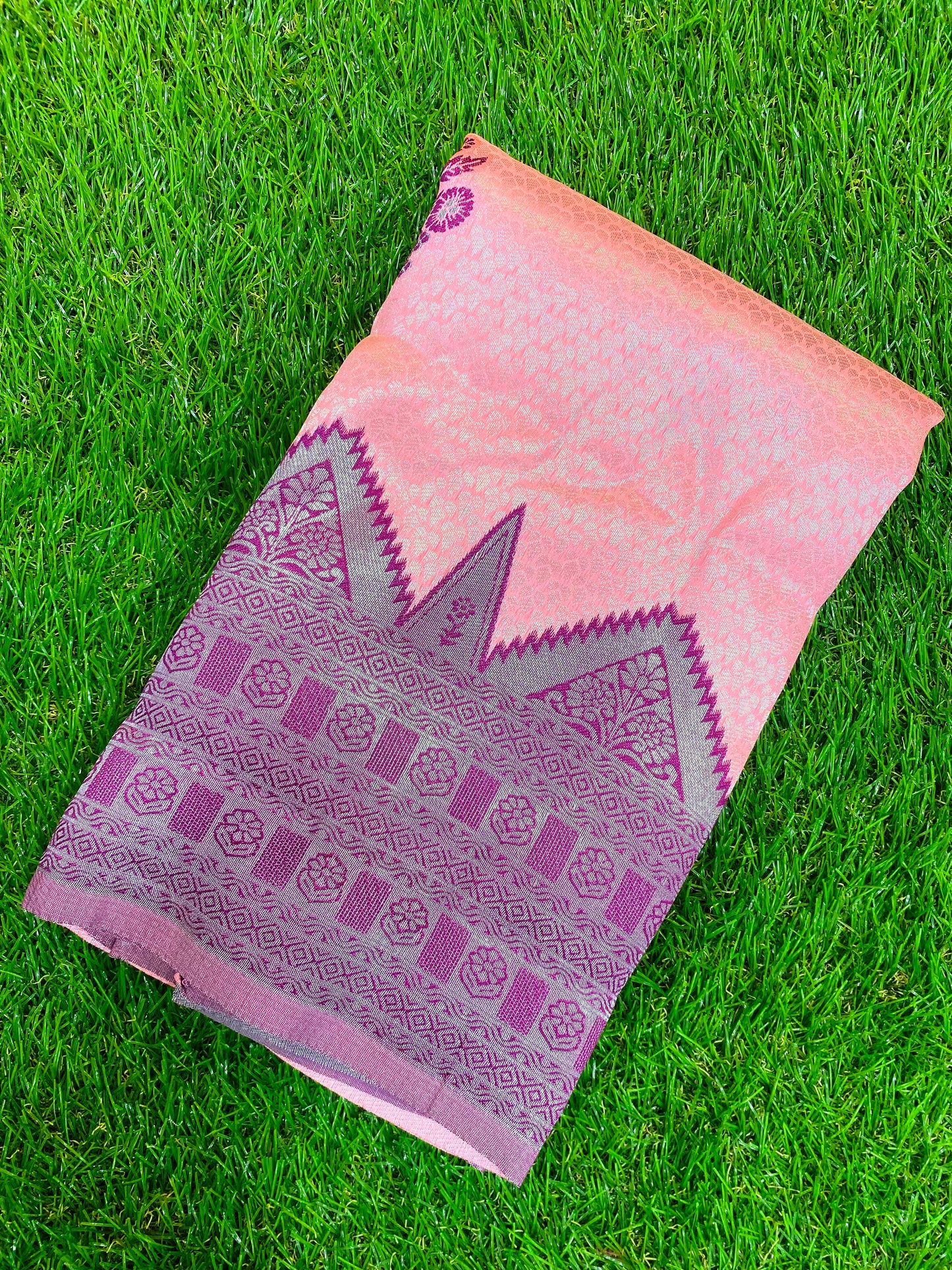 Pink With Purple Zari Woven Semi Silk Saree With Heavy Border and Blouse SGSS1002